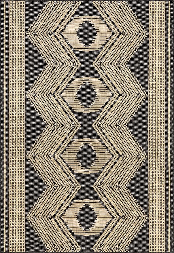 nuLOOM 10' x 13' Outdoor Tribal Geometric Area Rug, Stain Resistant, Weather Resistant, High Traffic, Patio, Balcony, Outside, Ranya Dark Grey