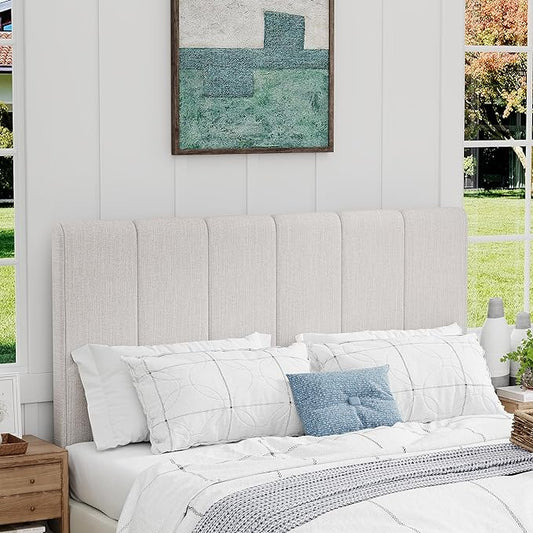 Yongchuang King Headboard Upholstered Headboards for King Size Bed Headboard Panels Adjustable Height Grayish White Linen Head Board
