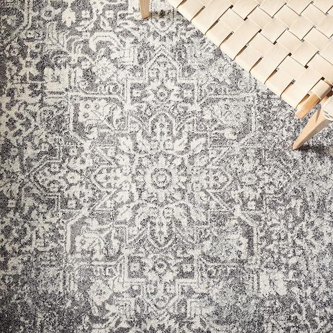 SAFAVIEH Area Rug 10x14 - Evoke Collection - Large - Grey & Ivory, Distressed Design, Non-Shedding & Easy to Clean, Ideal for Living Room, Bedroom, Dining Space (EVK256D)