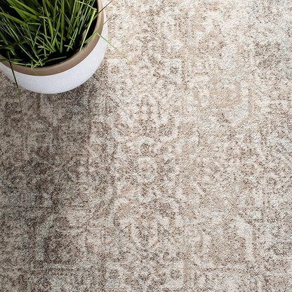 SAFAVIEH Evoke Collection Area Rug - 3' Square, Ivory & Taupe, Distressed Design, Non-Shedding & Easy to Clean, Ideal for Foyer, Bedroom, Accent Space (EVK256E)