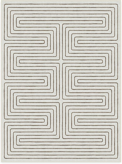 RUGGABLE x Jonathan Adler Machine Washable Modern Area Rug – Labyrinth Camel/Ivory 9x12, Stain-Resistant, Non-Slip – Large Rugs for Living Room, Bedroom, Hallway, Entryway & Office–with Standard Pad