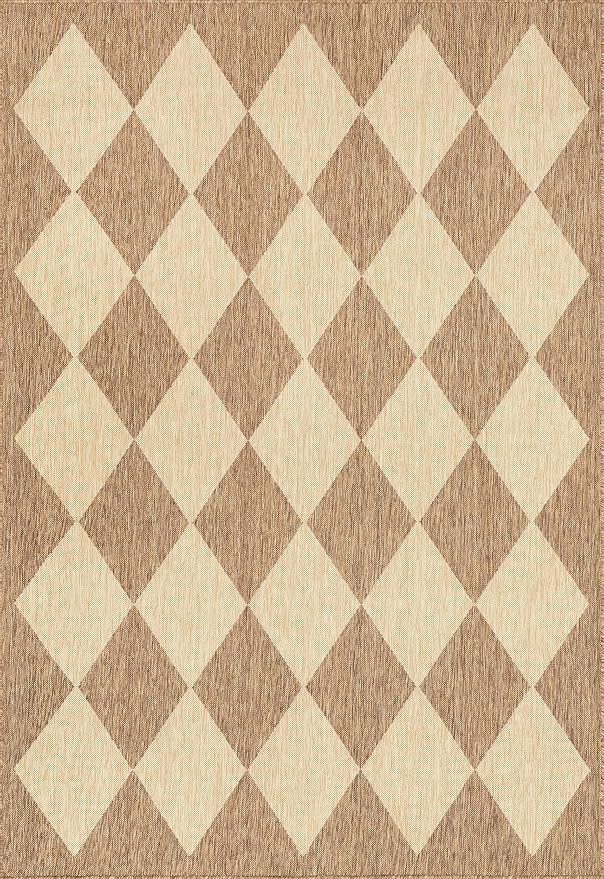 Nuloom Outdoor Performance Collection Sabina Brown/Ivory, 8' Square, Soft and Cozy, High Traffic, Stain Resistant, Easy Clean, Durable Area Rug for Indoor/Outdoor Patio, Deck, Porch, Garden, Courtyard