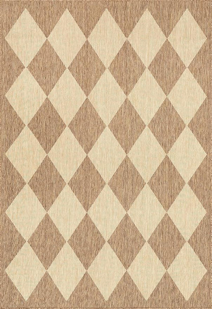 Nuloom Outdoor Performance Collection Sabina Brown/Ivory, 8' Square, Soft and Cozy, High Traffic, Stain Resistant, Easy Clean, Durable Area Rug for Indoor/Outdoor Patio, Deck, Porch, Garden, Courtyard