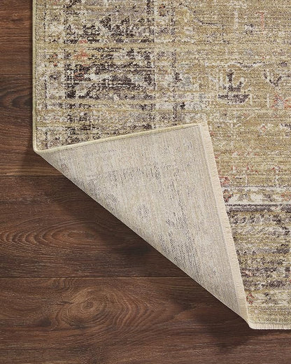 Loloi Magnolia Home by Joanna Gaines Millie Collection MIE-03 Gold/Charcoal 7'-10" x 7'-10", .25" Pile Height, Round Area Rug
