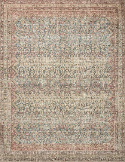 Loloi Angela Rose Aubrey Collection AUB-03 Ocean/Spice 5'-0" x 5'-0", .19" Pile Height, Round Area Rug