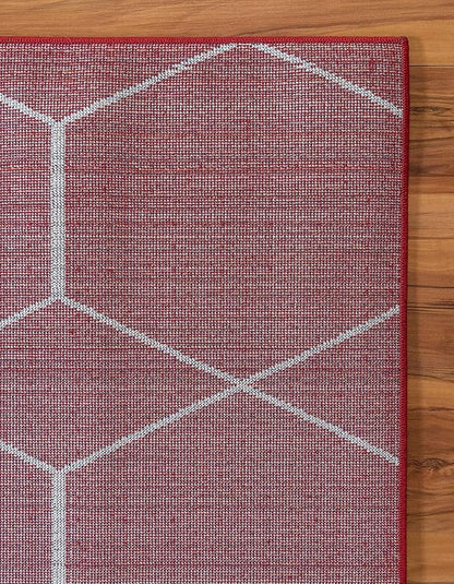 Unique Loom Trellis Frieze Collection Area Rug - Geometric (9' x 12' 2", Red/ Ivory)