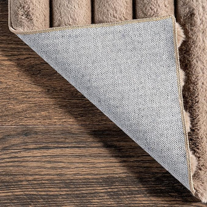nuLOOM 3'9" x 6' Cozy Plush Area Rug, Machine Washable, Non-Slip, Soft Fluffy Shag Carpet for Living Room Bedroom Kids Room Nursery Home Decor, Kai Taupe