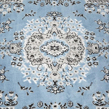 Home Dynamix Premium Sakarya Traditional Medallion Border Area Rug, Blue, 7'8"x10'7" Rectangle