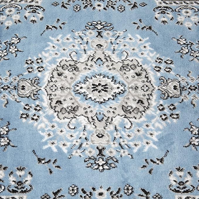 Home Dynamix Premium Sakarya Traditional Medallion Border Area Rug, Blue, 9'2"x12'5" Rectangle