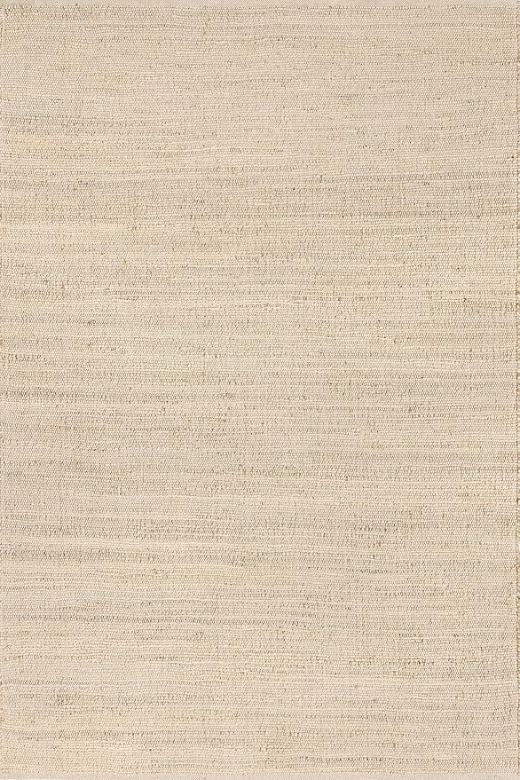 nuLOOM 7'6" x 9'6" Elfriede Jute & Cotton Hand Woven Area Rug, Natural, Solid Rustic Farmhouse Style, Weaved Design, Natural Fiber, For Bedroom, Living Room, Dining Room, Hallway, Office, Entryway