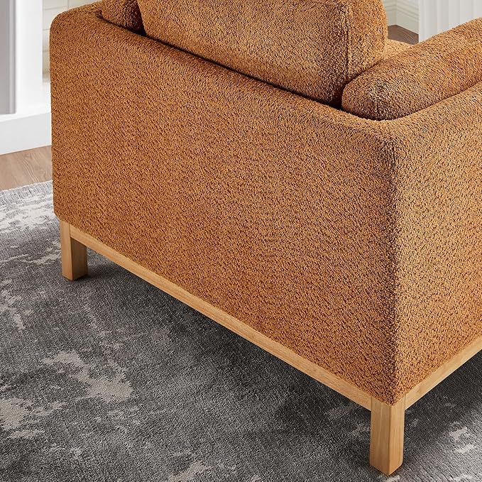 VANOMi 41.34" Oversized Accent Chair, Upholstered Armchair with Solid Wood Legs Living Room Chairs with Wide Armrest Pads, Reading Chair for Bedrooms, Apartments, Living Rooms, Offices（Curry）