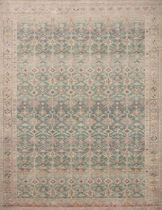 Loloi Angela Rose Aubrey Collection AUB-02 Aqua/Sand 2'-6" x 7'-6", .19" Pile Height, Runner Rug