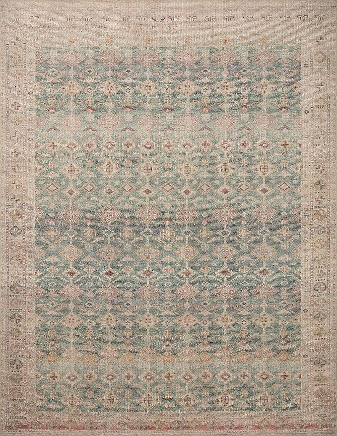 Loloi Angela Rose Aubrey Collection AUB-02 Aqua/Sand 7'-6" x 9'-6", .19" Pile Height, Area Rug