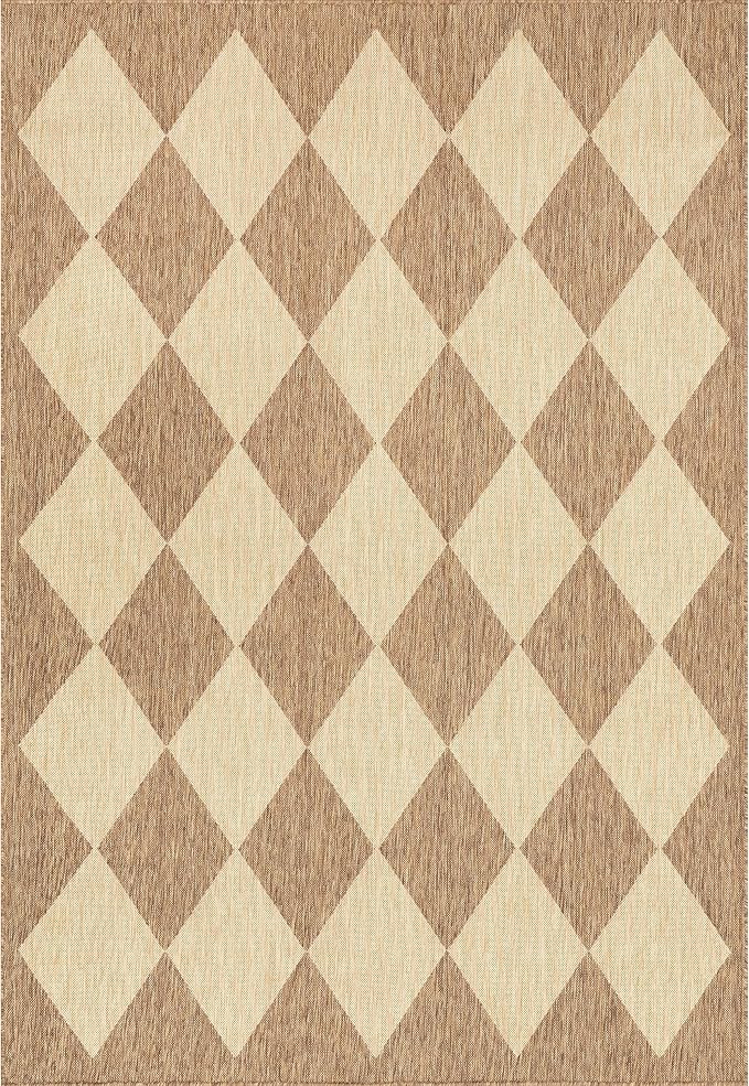 Nuloom Outdoor Performance Collection Sabina Brown/Ivory, 8' Square, Soft and Cozy, High Traffic, Stain Resistant, Easy Clean, Durable Area Rug for Indoor/Outdoor Patio, Deck, Porch, Garden, Courtyard