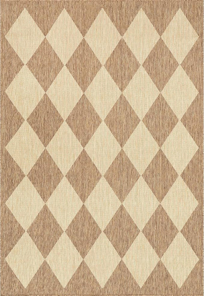 Nuloom Outdoor Performance Collection Sabina Brown/Ivory, 8' Square, Soft and Cozy, High Traffic, Stain Resistant, Easy Clean, Durable Area Rug for Indoor/Outdoor Patio, Deck, Porch, Garden, Courtyard