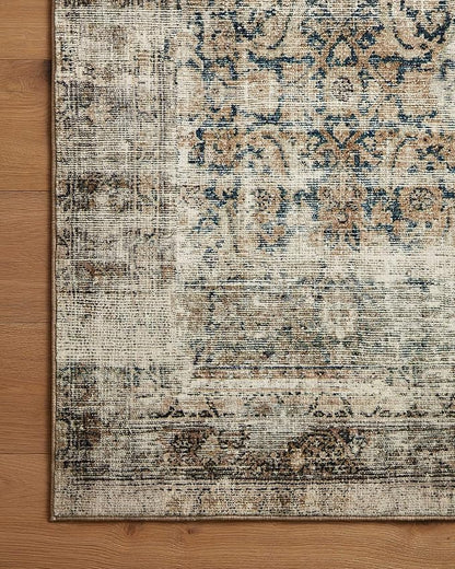 Loloi Amber Lewis Morgan Collection MOG-02 Navy/Sand 2'-0" x 5'-0" Accent Rug, Neutral Area Rug for Room Décor, Vintage Rug Inspired, Soft Area Rug for Living Room, Bedroom, Dining Area
