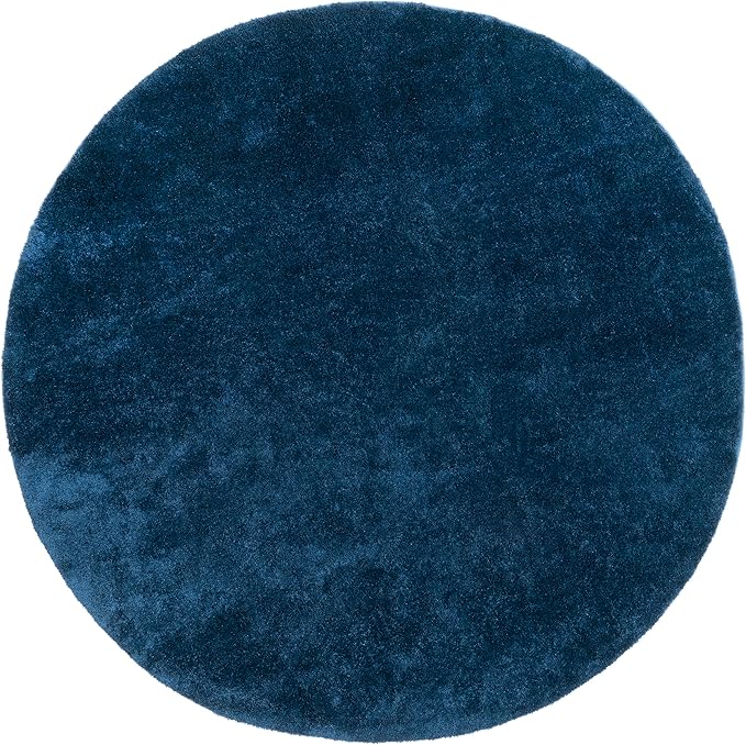 nuLOOM 6' Round Cozy Plush SuperiorWash Area Rug, Machine Washable, Non-Slip, Soft Fluffy Shag Carpet for Living Room Bedroom Kids Room Nursery Home Decor, Loni Navy
