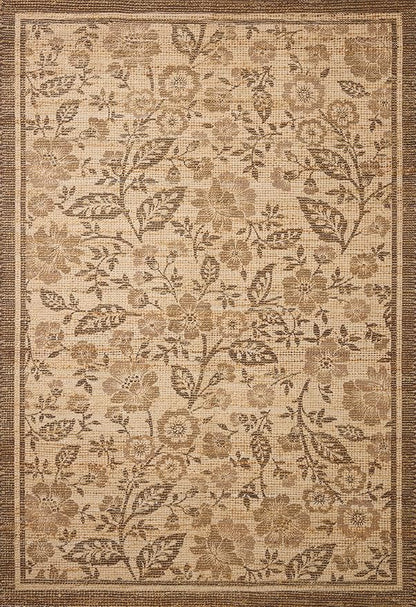 Loloi Chris Loves Julia Rue Collection RUE-03 Bark/Mocha 7'-6" x 9'-6" Area Rug Jute Neutral Floral Living Room Bedroom Rug