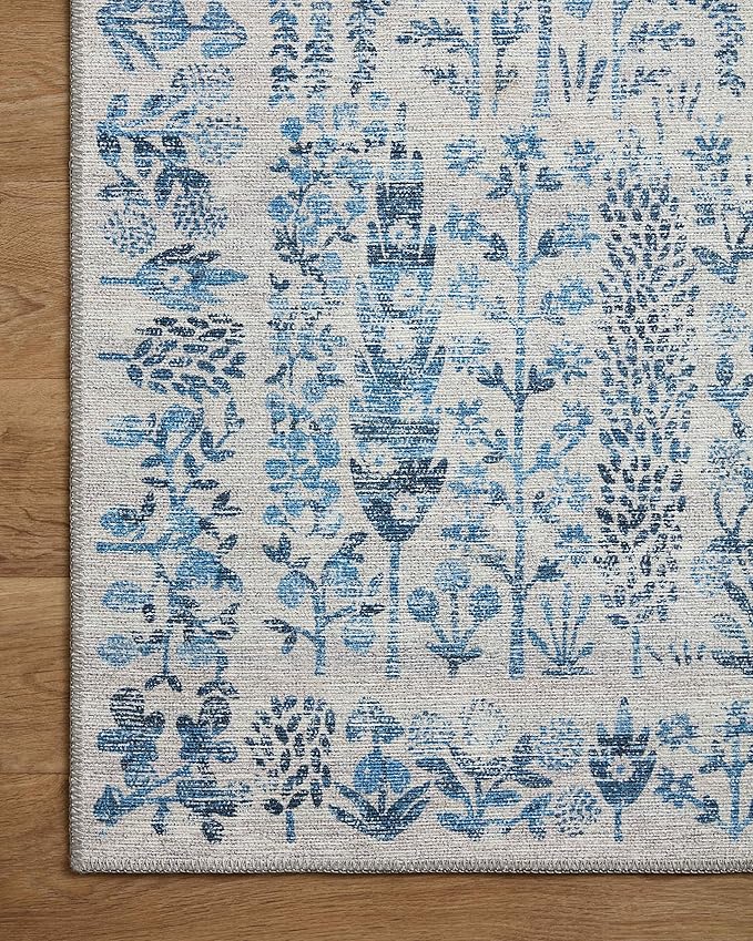 Loloi Rifle Paper Co. Maison Collection MAO-07 Blue 2'-6" x 7'-6", .19" Pile Height, Runner Rug