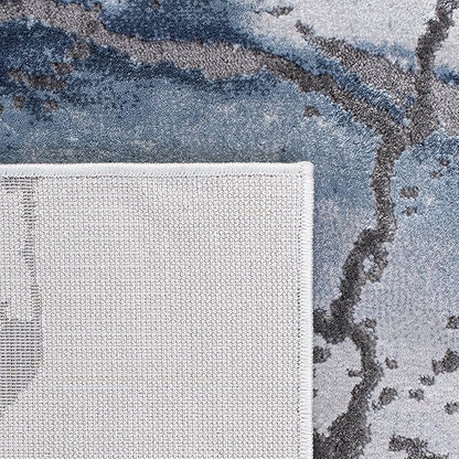 SAFAVIEH Craft Collection Area Rug - 12' Round, Grey & Blue, Modern Abstract Design, Non-Shedding & Easy Care, Ideal for High Traffic Areas in Living Room, Bedroom, Dining (CFT877L-12R)