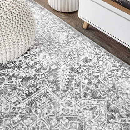JONATHAN Y Modern Vintage Medallion Light Gray Indoor Area Rug, 9x12, Country, Floral, Easy-Cleaning for Living Room, Bedroom, Kitchen, Pet Friendly, Non-Shedding (MDP100A-9)