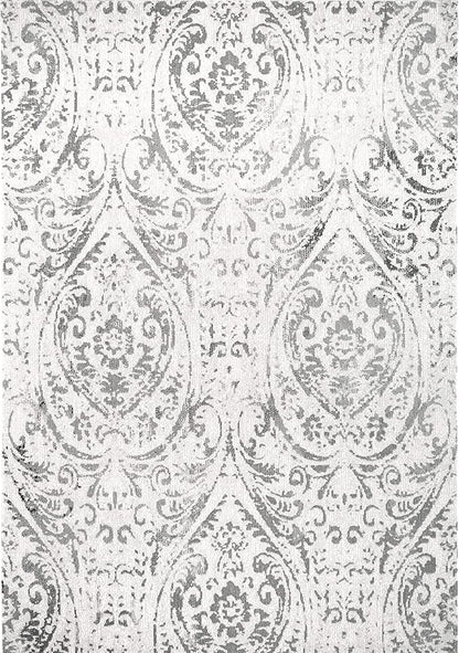 Home Dynamix Nicole Miller Patio Sofia Juniper Indoor/Outdoor Area Rug 7'9"x10'2", 4151-123, Distressed Damask Ivory/Gray Juniper