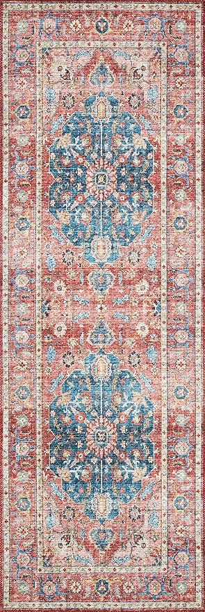 Loloi Skye Collection SKY-05 Brick/Ocean 8'-0" x 8'-0" Round Area Rug