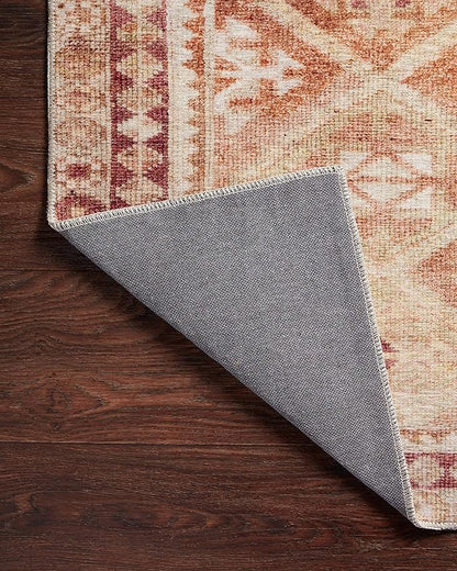 Loloi Layla Collection LAY-16 Natural/Spice 2'-0" x 5'-0" .13" Thick Accent Rug, Soft, Durable, Vintage Inspired, Distressed, Low Pile, Non-Shedding, Easy Clean, Printed, Living Room Rug