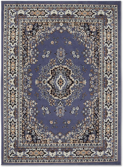 Home Dynamix Premium Sakarya Traditional Medallion Border Area Rug, Country Blue, 9'2"x12'5" Rectangle