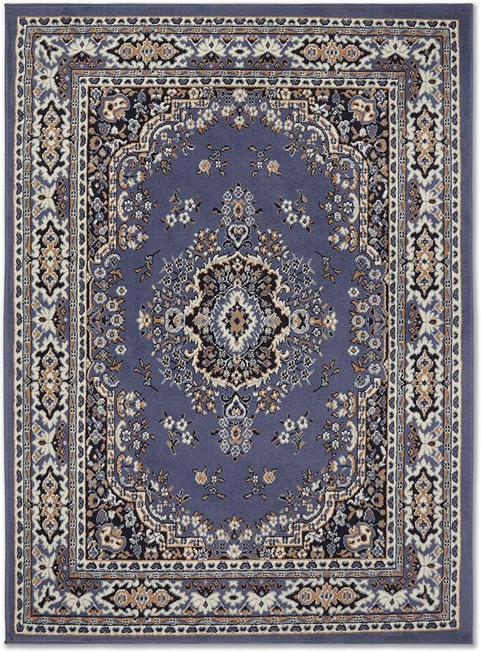 Home Dynamix Premium Sakarya Traditional Medallion Border Area Rug, Country Blue, 7'8"x10'7" Rectangle