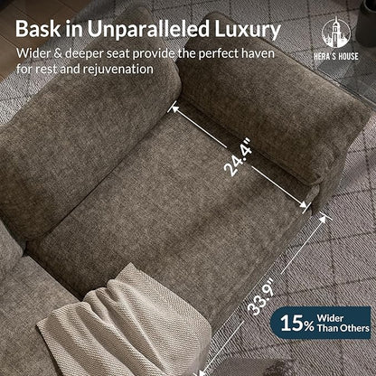 HERA'S HOUSE 158" Modular Sectional Sofa, Oversized U Shaped Couches for Living Room, Comfy Cloud Couch with Ottoman, 6-Seater Deep Seat Sofa with Throw Pillow, Chenille Ash