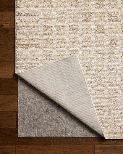 Loloi Chris Loves Julia Calvin Collection CLV-03 Bone/Natural 2'-7" x 10'-0" Runner Rug Checkered Neutral Soft Living Room Bedroom Carpet
