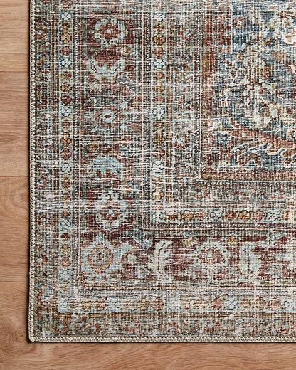 Loloi Chris Loves Julia Jules Collection JUL-05 Lagoon/Brick 7'-6'' x 9'-6'', .13" Pile Height, Area Rug