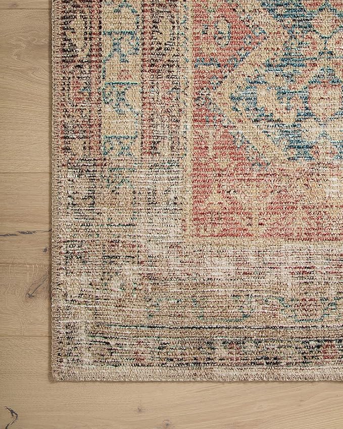 Loloi Angela Rose Aubrey Collection AUB-03 Ocean/Spice 7'-6" x 7'-6", .19" Pile Height, Round Area Rug