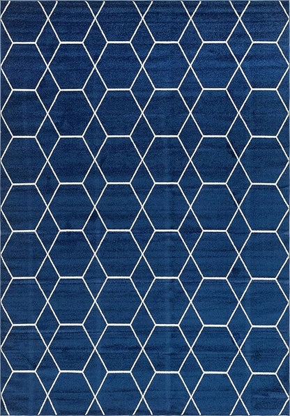 Unique Loom Trellis Frieze Collection Area Rug - Geometric (10' x 14' 1" Rectangle Navy Blue/Ivory)