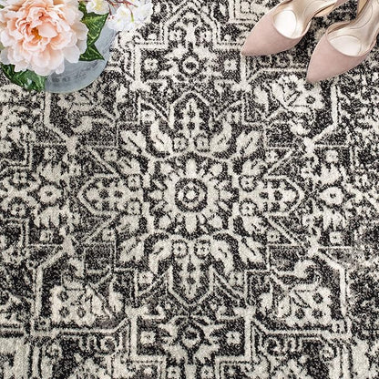 SAFAVIEH Area Rug 9x12 - Evoke Collection - Large - Black & Grey, Distressed Design, Non-Shedding & Easy to Clean, Ideal for Living Room, Bedroom, Dining Space (EVK256R)
