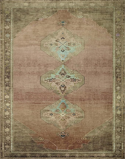 Loloi Magnolia Home by Joanna Gaines Sinclair Collection SIN-06 Clay/Tobacco 3'-6" x 5'-6", .25" Pile Height, Machine Washable, Accent Rug