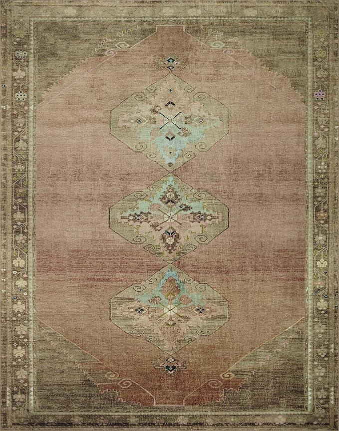 Loloi Magnolia Home by Joanna Gaines Sinclair Collection SIN-06 Clay/Tobacco 8'-6" x 11'-6", .25" Pile Height, Machine Washable, Area Rug
