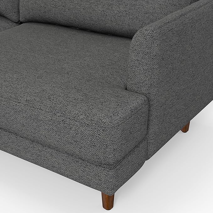SIMPLIHOME Livingston 76-inch Wide Sofa in Charcoal Grey Woven-Blend Fabric, Handcrafted Loveseat Couch for Living Room or Family Room, Mid-Century Modern Style, Solid Wood Frame