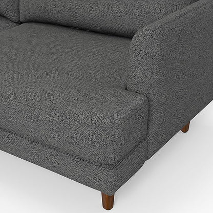 SIMPLIHOME Livingston 76-inch Wide Sofa in Charcoal Grey Woven-Blend Fabric, Handcrafted Loveseat Couch for Living Room or Family Room, Mid-Century Modern Style, Solid Wood Frame