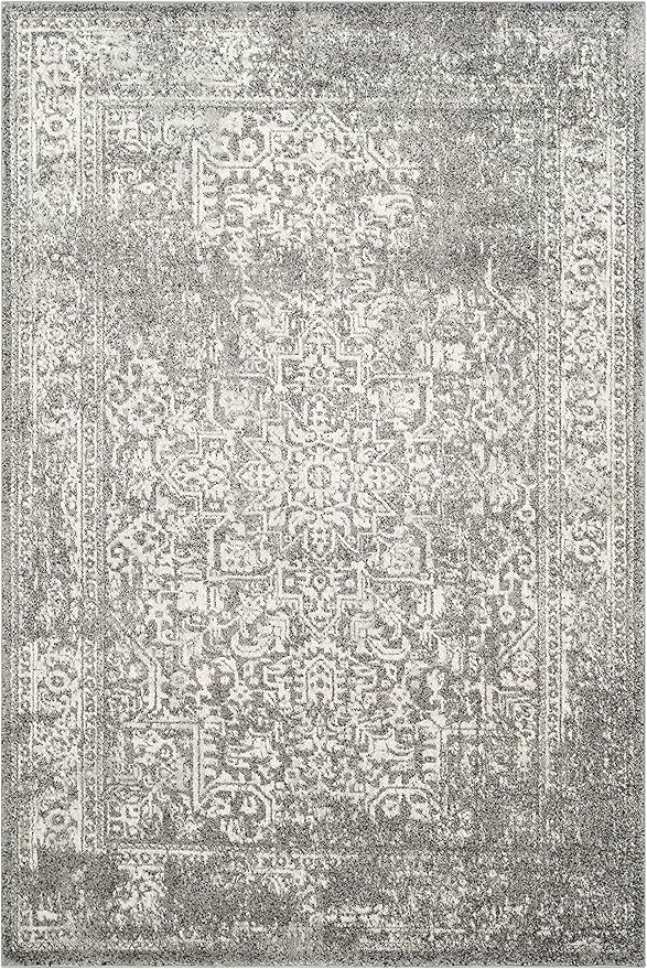 SAFAVIEH Evoke Collection 4' x 6' Grey/Ivory EVK256D Oriental Distressed Non-Shedding Living Room Bedroom Accent Rug