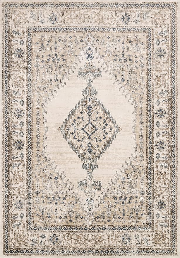 Loloi Teagan Collection TEA-02 Oatmeal/Ivory 9'-9" x 13'-6" Area Rug, Large, Soft Neutral Rug, High-Traffic for Living Room, Bedroom, Home Office, Dining Area