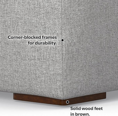 SIMPLIHOME Rex Right-Facing Modular Sectional Sofa in 100% Recycled Polyester Tightly Woven Performance Fabric, Pale Grey, 102-inches Wide, 4-Seater L-Shaped Couch with Right Chaise for Living Room