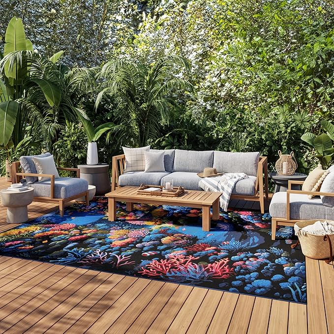 Nourison Home Color Splash Multicolor 9' x 12' Area Rug - Easy Clean, Non Shedding, Bed Room, Living Room, Dining Room, Kitchen (9' x 12')
