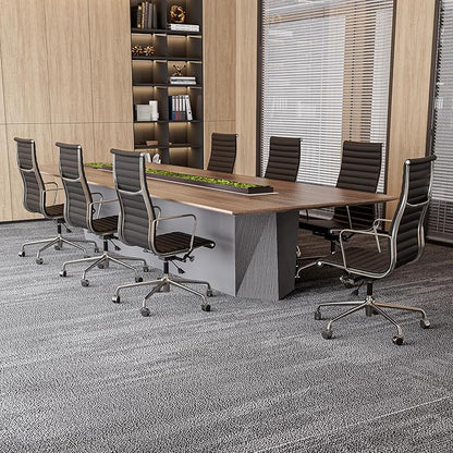 Ribbed Office Chair with Top Grain Leather - High Back Ergonomic Desk Chair with Aluminum Arms & Frame, Swivel Wheels & Tilt Function, Adjustable Height