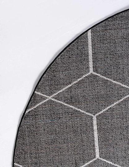 Unique Loom Trellis Frieze Collection Area Rug - Geometric (8' Round, Black/ Ivory)