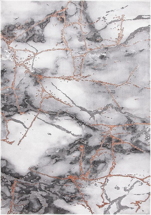 SAFAVIEH Craft Collection Area Rug - 10'6" x 14', Grey & Orange, Modern Abstract Marble Pattern Design, Non-Shedding & Easy Care, Ideal for High Traffic Areas in Living Room, Bedroom (CFT877P)