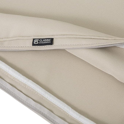 Classic Accessories Montlake Water-Resistant 23 x 25 x 5 Inch Rectangle Outdoor Seat Cushion, Patio Furniture Chair Cushion, Antique Beige, Patio Furniture Cushion Covers