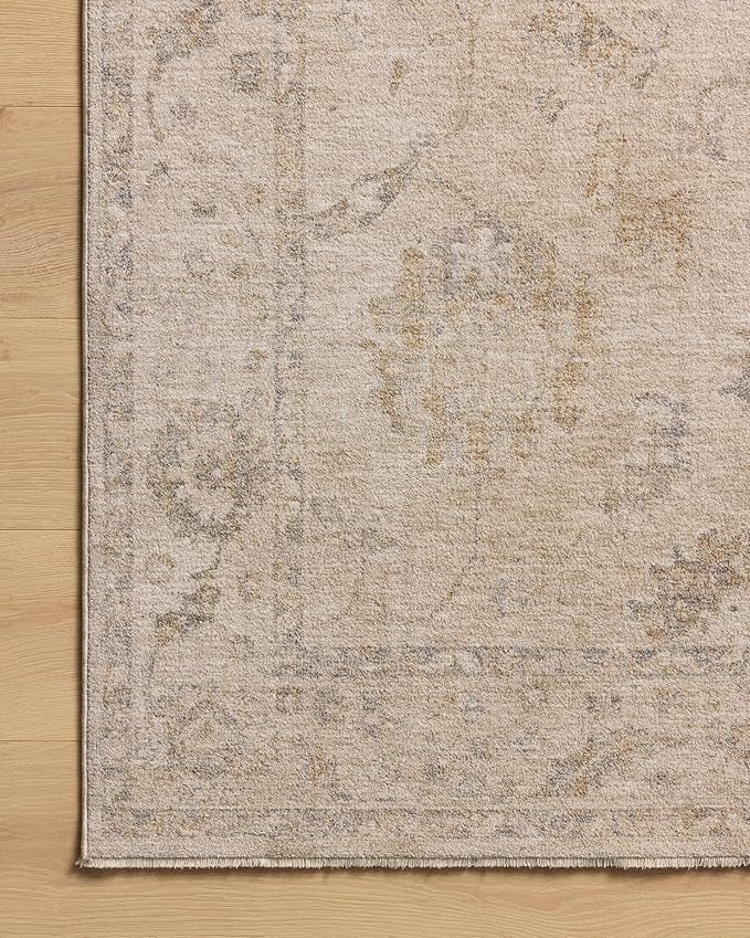 Loloi Chris Loves Julia Louisa Collection LOI-02 Oatmeal/Slate 3'-6" x 5'-6", .38" Pile Height, Accent Rug