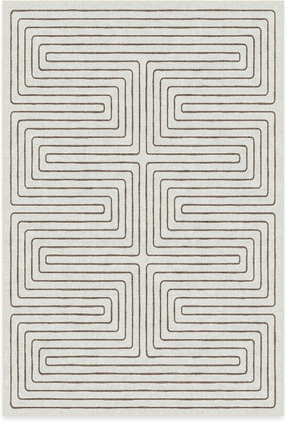 RUGGABLE x Jonathan Adler Machine Washable Modern Area Rug – Labyrinth Camel/Ivory 6x9, Stain-Resistant, Non-Slip – Medium Rugs for Living Room, Bedroom, Hallway, Entryway & Office–with Cushioned Pad
